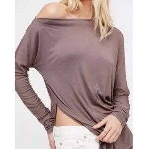 Free People Off The Shoulder Luna Long Sleeve Tee Shirt